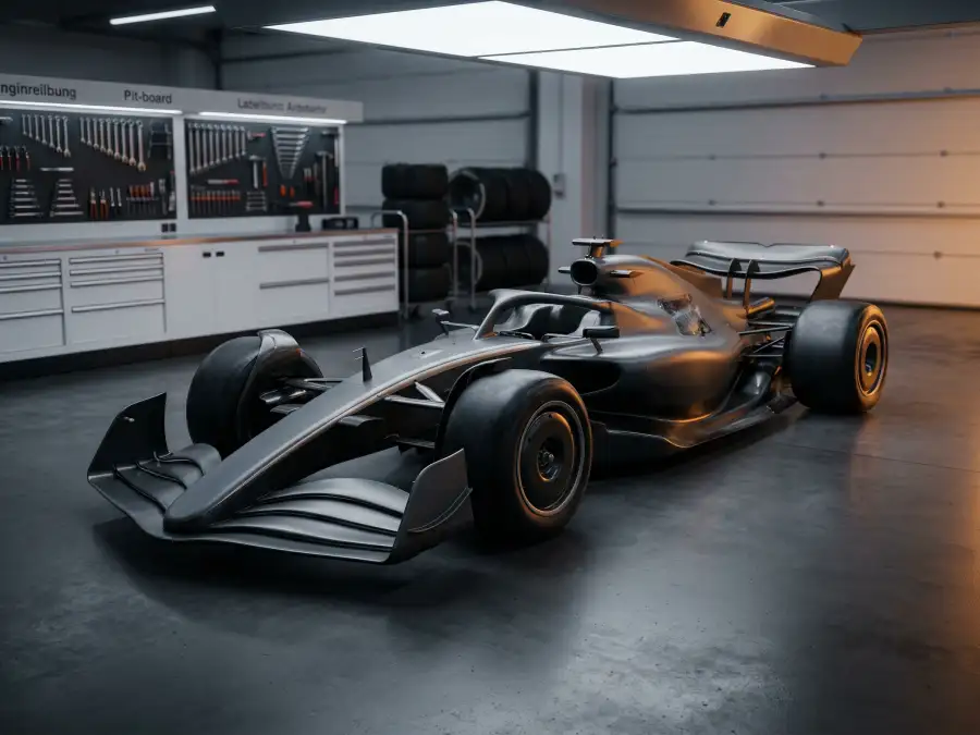 Formel-1-Rennwagen nach 2026-Reglement mit aktiver Aerodynamik, leichterer Bauweise und Hybrid-Antrieb mit 350 kW elektrischer Spitzenleistung